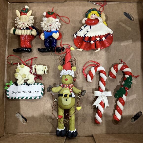 Vintage Candy Christmas Ornament Handcrafted Polymer Clay Silvestri Lot Of 7 - Picture 1 of 7